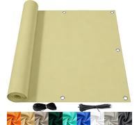 Copri Ringhiera Balcone 1.6 x 9.5 m Protezione Impermeabile Copri Ringhiera Balcone Privacy Frangivento Protezione UV Telo da Esterno per Terrazza Esterno, Giallo sabbia