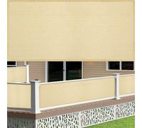 Copri Ringhiera Balcone 105 x 135 cm Resistente Allo Strappo Solare e Traspirabilità Copertura Recinzione Balcone con Occhielli e Fascetta per Giardino Terrazza, Giallo sabbia