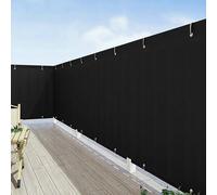 Copri Ringhiera Balcone 105 x 320 cm Protezione Uv, Antivento, Resistente Alle Intemperie, Impermeabile, Telo Frangivisto Balcone con Fascette e Funi per Giardino Terrazza, Nero