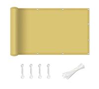 Copri Ringhiera Balcone 112 x 970 cm Protezione Uv, Antivento, Resistente Alle Intemperie, Impermeabile, Ombreggiante Frangivisto con Fascette e Funi per Giardino Terrazza, Giallo sabbia