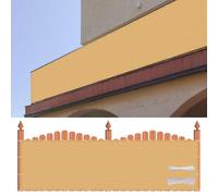 Copri Ringhiera Balcone 140 x 470 cm Tessuto HDPE da 220 G/M², Leggera e Durevole, Recinzione Copri Ringhiera Balcone con Fascette e Funi per Giardino Terrazza, Giallo sabbia