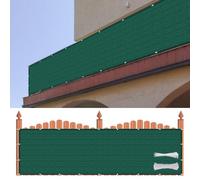 Copri Ringhiera Balcone 140 x 520 cm Tessuto HDPE da 220 G/M², Leggera e Durevole, Recinzione Copri Ringhiera Balcone con Fascette e Funi per Giardino Terrazza, Verde