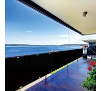 Copri Ringhiera Balcone 155 x 180 cm Protezione Solare, Anti-Uv Resistente, Frangivento, Antistrappo, Frangivento Schermo Privacy con Fascette e Funi per Giardino Terrazza, Nero