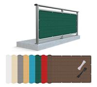 Copri Ringhiera Balcone 170 x 390 cm Tessuto HDPE da 220 G/M², Leggera e Durevole, Recinzione Copri Ringhiera Balcone con Funi e Fascette per Recinzione, Esterni, Terrazzo, Verde