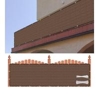 Copri Ringhiera Balcone 180 x 900 cm Tessuto HDPE da 220 G/M², Leggera e Durevole, Recinzione Copri Ringhiera Balcone con Fascette e Funi per Giardino Terrazza, Marrone