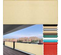 Copri Ringhiera Balcone Esterno 120 x 170 cm Protezione Privacy, Anti-Uv, Resistente Al Vento Paravento per Balcone Facile da Montare per Giardino Terrazza, Giallo sabbia