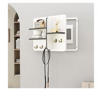 Copri Scatola Fusibili Decorativi Per Parete, Copri Quadro Elettrico In Legno Massello Con Ripiano, Robusto Copri Scatola Interruttori Con Ganci Per Ingresso Soggiorno, Indeformabile(White1,60x50cm/23