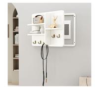 Copri Scatola Fusibili Decorativi Per Parete, Copri Quadro Elettrico In Legno Massello Con Ripiano, Robusto Copri Scatola Interruttori Con Ganci Per Ingresso Soggiorno, Indeformabile(White,55x45cm/21.