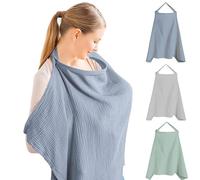 Copri Seno Allattamento FaJoek Coperta per Allattamento con Spalline Regolabili, Grembiule per Allattamento, Scialle Privacy Allattamento, Poncho Allattamento Neonato, Velo Allattamento (Blu)