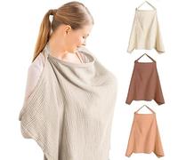 Copri Seno Allattamento FaJoek Coperta per Allattamento con Spalline Regolabili, Grembiule per Allattamento, Scialle Privacy Allattamento, Poncho Allattamento Neonato, Velo Allattamento (Cachi)