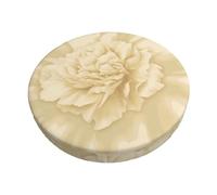 Copri Sgabelli Rotondi in Velluto, 3 Strati Copri Pouf da Bar Rotondo con Imbottitura Sottile, Ivory Peony Flower Fodera per Sgabello Sedia da Bar Antiscivolo Copri Sgabello con Schienale