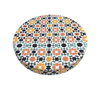 Copri Sgabelli Rotondi in Velluto, 3 Strati Coprisedili Rotondi con Imbottitura Sottile, Abstract Islamic Geometric Coprisgabello da Bar Elastico Copri Sgabello con Schienale