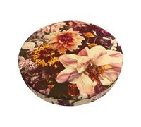 Copri Sgabelli Rotondi in Velluto, 3 Strati Coprisgabello Rotondo con Imbottitura Sottile, Vintage Beautiful Flowers Fodere Coprisgabello Estensibile Copri Sedia per Sgabelli Rotondi da 30-35cm