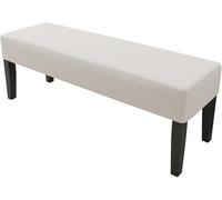Copri Sgabello Pianoforte e Panca Imbottita,90-120cm Jacquard Elasticizzato Rettangolare, Antiscivolo Interno/Esterno Palestra e Pranzo AntiGraffio Antipolvere Lavabile(Ivory White,XS:25-32in)