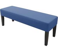 Copri Sgabello Pianoforte e Panca Imbottita,90-120cm Jacquard Elasticizzato Rettangolare, Antiscivolo Interno/Esterno Palestra e Pranzo AntiGraffio Antipolvere Lavabile(Denim Blue,S:37-42in)