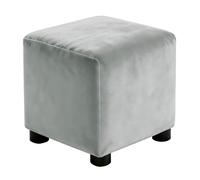 Copri sgabello quadrato per piedi, fodera peluche (medio, grigio)