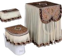 Copri Tavoletta Wc Cuscino for WC con cerniera Tipo universale Fodera for cuscino for sedile in velluto a forma di cigno Rimovibile in pizzo Set da 3 pezzi Protettivo for lavatrice(Color-03)