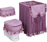 Copri Tavoletta Wc Cuscino for WC con cerniera Tipo universale Fodera for cuscino for sedile in velluto a forma di cigno Rimovibile in pizzo Set da 3 pezzi Protettivo for lavatrice(Color-07)