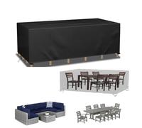 Copri Tavolo Da Esterno 100x90x50cm/LxWxH Nero Telo Copritavolo Da Esterno 420d Oxford Con Coulisse Copertura Dei Mobili Da Giardino Antivento Impermeabile Antipolvere per Coperture Arredo Esterno