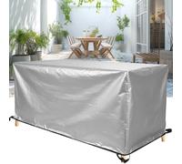 Copri Tavolo da Esterno Impermeabile 85x55x95cm/Lunghezza x Larghezza x Altezza Copertura per Mobili Da Giardino per Set Tavolo e Sedie Esterno Oxford 420d Anti-UV Antivento Antistrappo, Argento