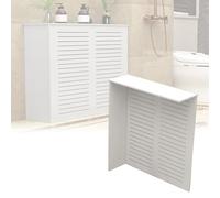 Copri Termosifone Moderno per la Casa, Copritermosifone Legno in PVC, Moderno Armadietto Protettivo per Termosifone con Doghe a Tre Lati, Spazio di Archiviazione, per Angolo(60x70x20cm/24x28x8in)