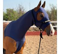 Copri testa in nylon e lycra per cavalli, copri testa anti-abrasione per cavalli, copri testa per il trasporto di cavalli, copri testa elastico per cavalli Blu navy-taglia grande,Blu navy-taglia media
