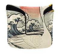 Copri testa per putter a forma di mallet con onde dell'oceano giapponese e mare, copertura magnetica per uomini e donne, impermeabile, in pelle PU