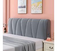 Copri Testata Letto Matrimoniale Copertura per Testiera per Matrimoniale/Singolo Premium Elastica Copritestata Letto Velluto Fodera Protezione Anti-Collisione Cuscino (Color : Gray, Size : 150x75cm