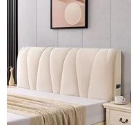 Copri Testata Letto Matrimoniale Copertura per Testiera per Matrimoniale/Singolo Premium Elastica Copritestata Letto Velluto Fodera Protezione Anti-Collisione Cuscino (Color : Beige, Size : 150x75cm