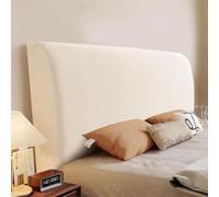 Copri Testata Letto Matrimoniale/Singolo/una Piazza E Mezzo Elasticizzato | Elastica Cotone Lino Tessuto Per Letto Imbottito/Legno/Pelle/Rettangolare/contenitore(Beige white,110-130cm)