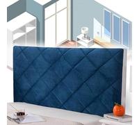 Copri Testiera Letto Singolo Copritestata del Letto Matrimoniale Imbottito Fodera Elastica Protezione, Coprire Antipolvere Velluto Imbottito Anticollisione Protezione Fodera,blu-160cm