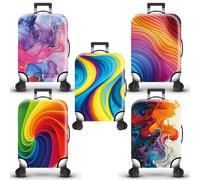 Copri valigia elasticizzato, con stampa personalizzata astratta e vivace, realizzato con tessuto elastico rinforzato, lavabile, adatto per viaggi di lavoro, viaggi e controlli bagagli, misure da 18 a 