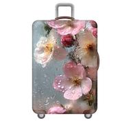 Copri Valigia,Stampe Con Acqua Fuoco Pesce Animali Cielo Stellato Lavabile Cover Valigia,Anti-Polvere Elastico Coprivaligia Grande,Antigraffio Luggage Cover,Protezione (Fiori,L(25-28inch))