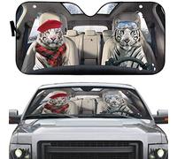 Copri Vetro Car Parasole per Auto Copri Parabrezza per Car Universale per Estate Camion SUV Coppia di Tigri Bianche in Abiti Invernali, Coppia di Tigri Che Guidano nella Stagione della Neve L