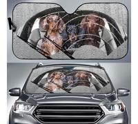 Copri Vetro Car Pieghevole Copri Parabrezza per Car Anti-UV Parasole Auto Parabrezza Universale per SUV Camion Estate Bassotti Guidano sotto La Pioggia Cani Felici L