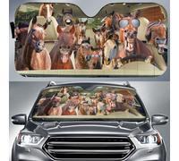 Copri Vetro Car Pieghevole Copri Parabrezza per Car Anti-UV Parasole per Auto Universale per Camion SUV Estate Cavalli da Tiro di Razza Mista con La Lingua Fuori E Guida A Sinistra M