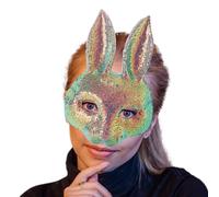 Copri viso di coniglio con paillette, copriletto per il viso di coniglio, con paillettes, per cosplay, per donne, per costume per Halloween