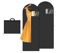 Copriabiti Antipolvere con Cernieram, Custodie per Abiti da Viaggio, Borsa Antipolvere per Abiti, Copri Abiti Pieghevole a Mano,180x60 cm, Nero (180x60cm-2PC)