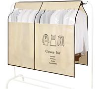 Copriabiti da Armadio, 120 x 120 cm Copertura per Stand Appendiabiti Protettiva Antipolvere Telo Copri Stender Vestiti con Finestra Trasparente Visibile (Beige)