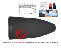 Copriasse ignifugo in Aramide per assi da stiro con punta rotonda 114x46 cm per assi da Stiro con piano 110x42 cm, colore nero nero