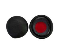 Copriauricolari compatibili con Plantronics Blackwire C5200, Voyager Focus 1/2 e serie Poly Blackwire, in pelle proteica, nero/rosso, 6 cm x 6 cm, 2 pezzi