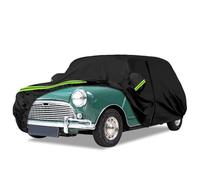 Copriauto Adatto per Austin Mini Saloon 1959-2000, Nera Copertura Completa per Garage Impermeabile con Porta con Cerniera per Protezione da Neve, Pioggia e Tutte le Condizioni Atmosferiche