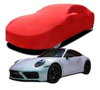 Copriauto in Cotone Elasticizzato per Porsche 911 Carrera 4 GTS Coupe, Telo Copriauto da Interno Antipolvere Traspirante Teso Elasticità Telo,Red