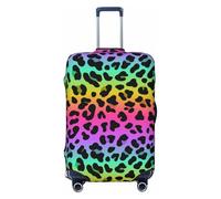 Copribagagli da viaggio alla moda con leopardo arcobaleno colorato - Elasticità Valigie Coperture per bagagli 45-81 cm, Nero , S
