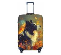Copribagagli da viaggio - Autunno Campagna Border Collie Elasticità Coperture Valigie Protector per bagagli 45-81 cm, Nero , XL