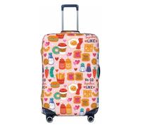 Copribagagli da viaggio - carino cibo uova pane patatine fritte elastico copertura per valigia protezione per bagagli 45-81 cm, Nero , M