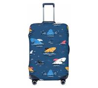 Copribagagli da viaggio colorato con squalo oceano - Elasticità coperture per valigie protezione per bagagli 45-81 cm, Nero , L