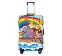 Copribagagli da viaggio con animali arcobaleno sull'arca di Noè, elastici, per valigie, 45-81 cm, Nero , L