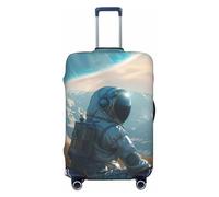 Copribagagli da viaggio con astronauta che contemplano il pianeta, elastici, per valigie, 45-81 cm, Nero , M
