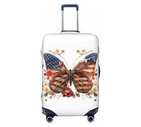 Copribagagli da viaggio con bandiera americana, farfalle e fiori - Copertura elastica per valigie da 45,7 - 81,7 cm, Nero , M
